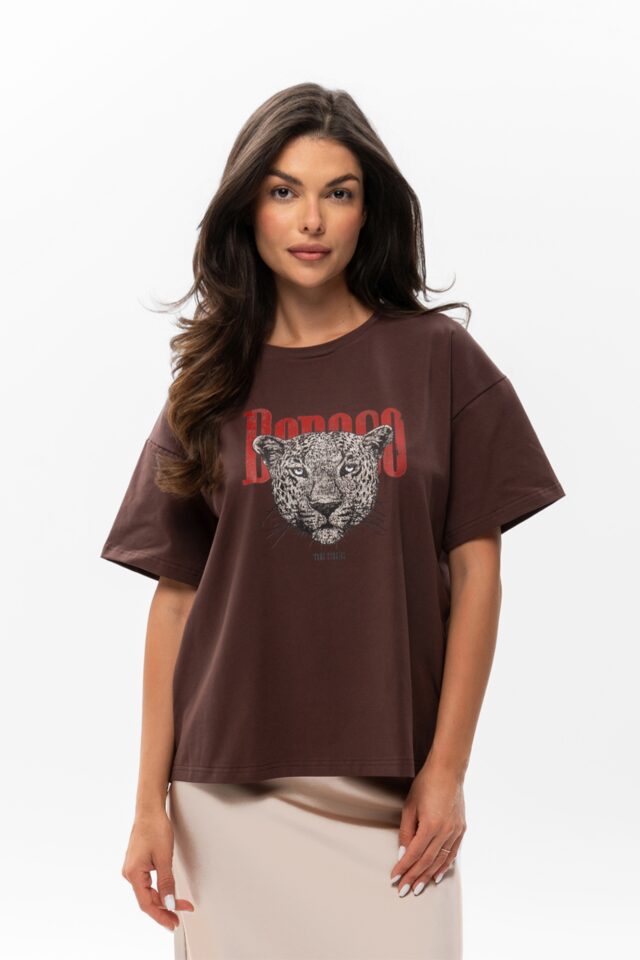 T-SHIRT BOPOCO GEPARD BRĄZOWY