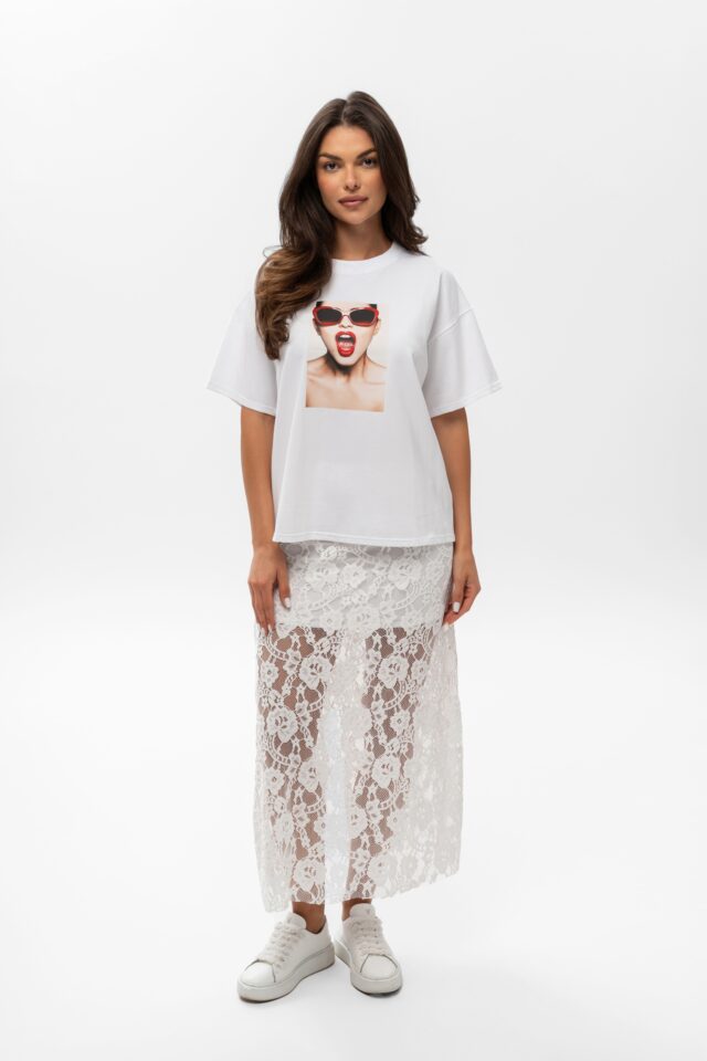 T-SHIRT BOPOCO KOBIETA BIAŁY - obrazek 2