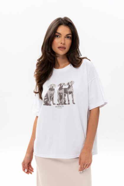 T-SHIRT BOPOCO PSY BIAŁY