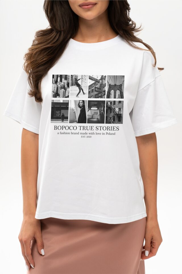 T-SHIRT BOPOCO TRUE STORIES BIAŁY