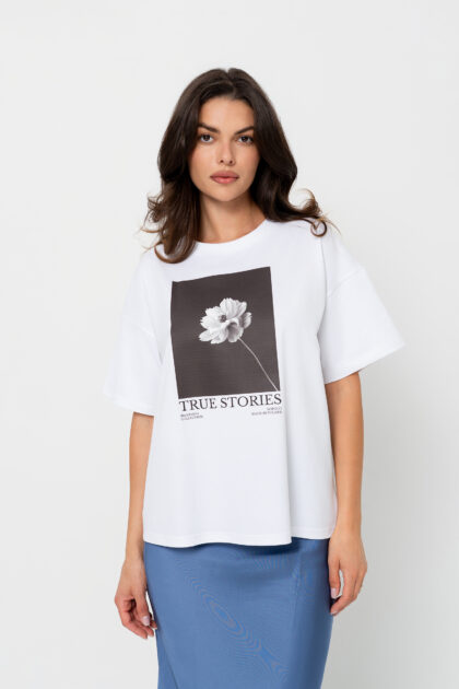 T-SHIRT BOPOCO KWIAT BIAŁY