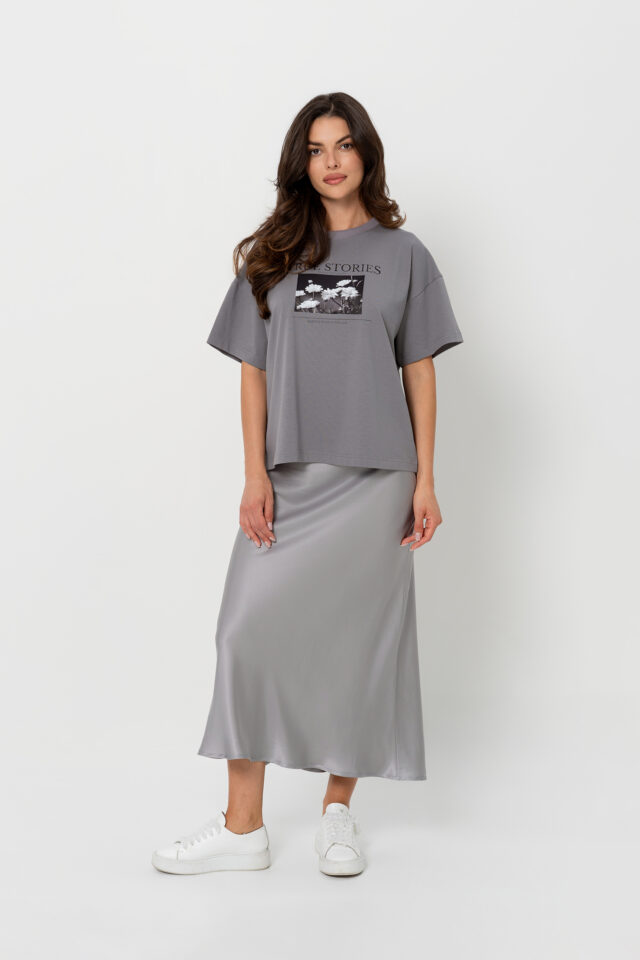 T-SHIRT BOPOCO KWIATY SZARY - obrazek 2