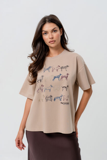 T-SHIRT BOPOCO PSY BEŻOWY