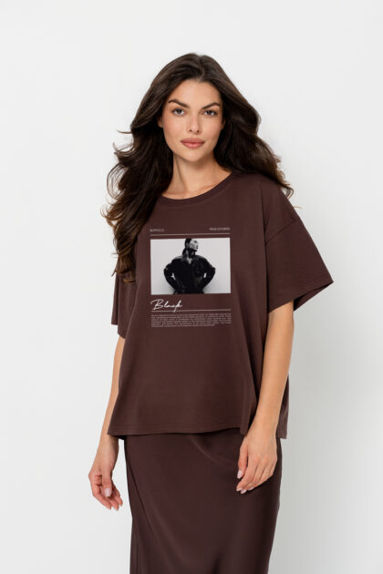 T-SHIRT BOPOCO KOBIETA BRĄZOWY