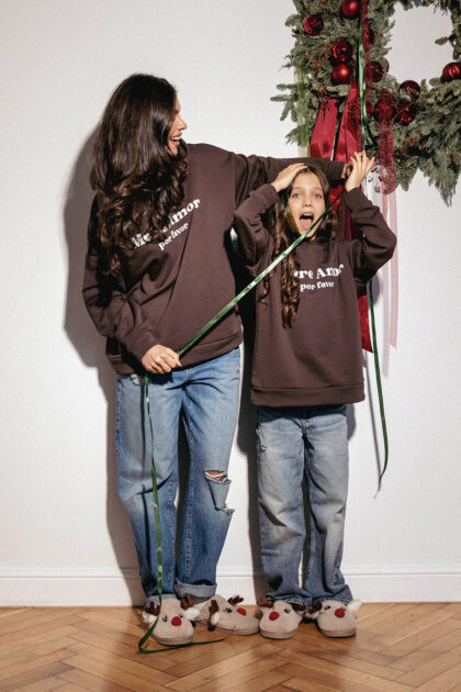 Bluza z kapturem MORE AMORE GIRL brązowa