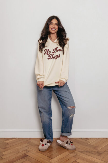 Bluza z kapturem NO BAD DAYS ecru