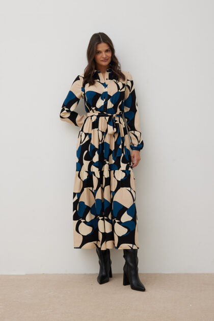 SUKIENKA ZOE BEŻOWO-NIEBIESKA