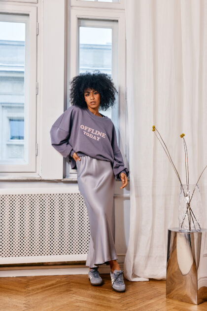 SPÓDNICA SATYNOWA SZARA