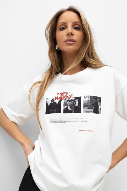 T-SHIRT ENJOY BIAŁY