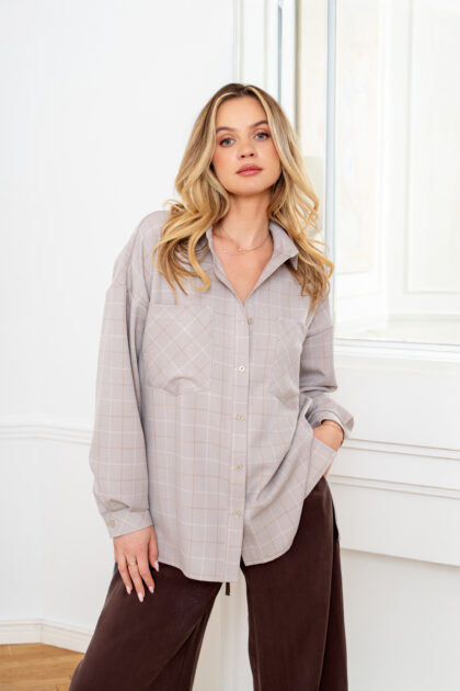 KOSZULA KYLIE BEŻOWA KRATA