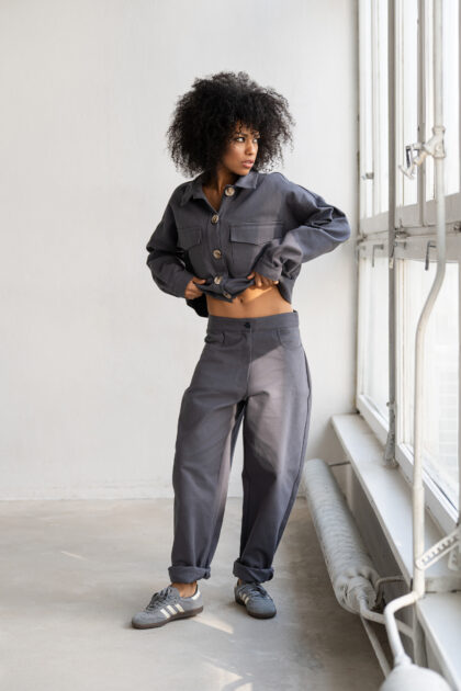 SPODNIE NELLE GRAFITOWE