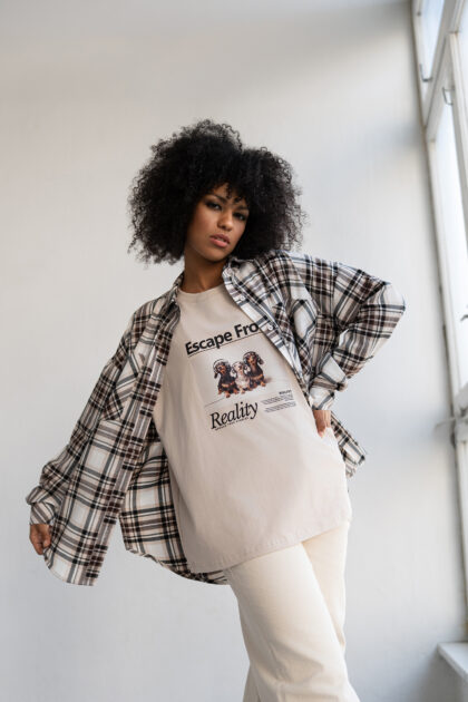 KOSZULA ALVA BEŻOWO-BRĄZOWA