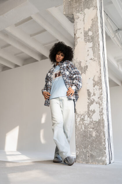 KOSZULA ALVA NIEBIESKO-BRĄZOWA