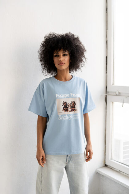 T-SHIRT ESCAPE NIEBIESKI