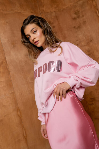 BLUZA BOPOCO CEKIN PUDROWO-RÓŻOWA