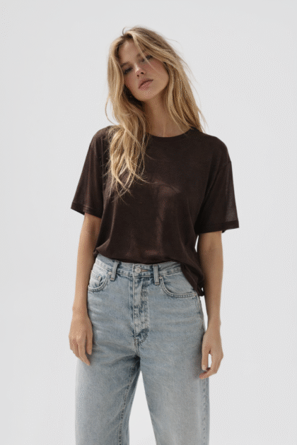 T-SHIRT MONA BRĄZOWY