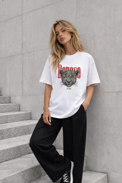 T-SHIRT GEPARD BIAŁY