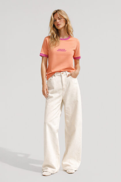 T-SHIRT KORAL CREATE YOURSELF Z LAMÓWKĄ