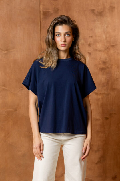 T-SHIRT BASIC BOPOCO OVERSIZE KIMONO GRANATOWY