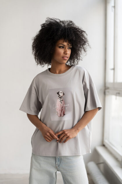 T-SHIRT DALMATIAN SZARY